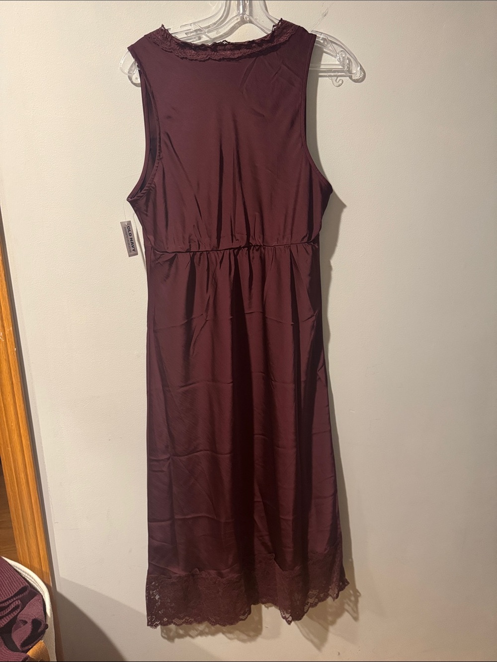 OLD NAVY• lace trim satin midi dress - Picture 5 of 7